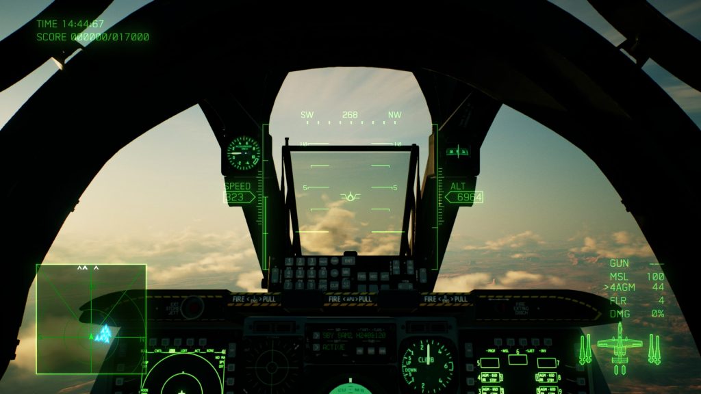 Cockpit view screen capture from Ace Combat 7: Skies Unknown.